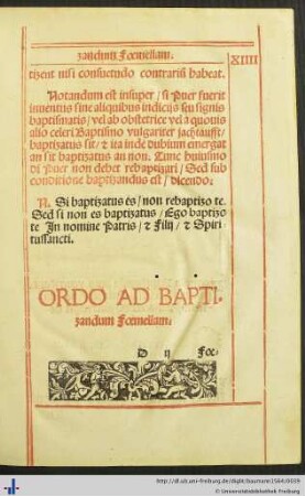 Ordo ad Baptizandum Foemellam