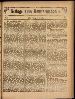 Zweite Ausgabe vom Sonntag, den 16. Januar 1910.