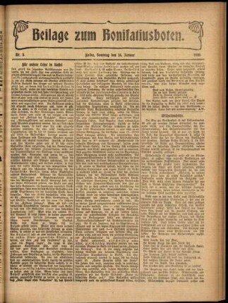 Zweite Ausgabe vom Sonntag, den 16. Januar 1910.