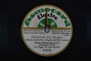 Heinrich der Vogler : Ballade, Op. 56, Nr. 1, Orig. Es-Dur / (Carl Loewe)