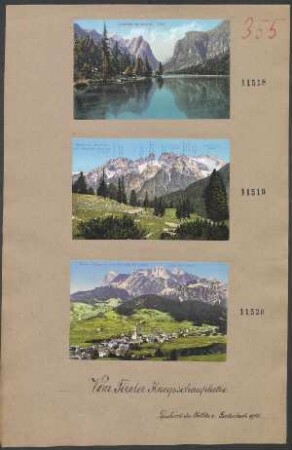 Kolorierte Ansichtskarten: Ampezzaner-Dolomiten bei Plätzwiesen (2003 m). Tirol