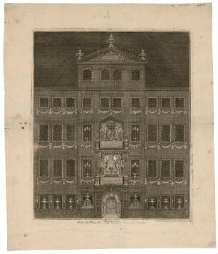 Festliche Illumination am Palais des Baron Woldemar Freiherr von Löwendal in Dresden, aus der Beschreibung der Illuminationen zur Sicillianischen Vermählung 1738