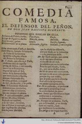 El defensor del Peñón : comedia famosa