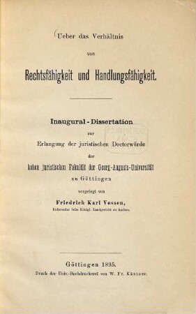 Über das Verhältnis von Rechtsfähigkeit und Handlungsfähigkeit