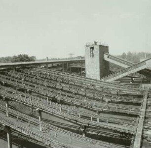 VE Braunkohlenkombinat Senftenberg, Brikettfabrik Sonne (I 1952-1954, II 1961-1962). Abschnitt Brikettbehandlung / Verladung. Brikettrinnenanlage (Sonne II) : Freienhufen. VE Braunkohlenkombinat Senftenberg, Brikettfabrik Sonne (I 1952-1954, II 1961-1962). Abschnitt Brikettbehandlung / Verladung. Brikettrinnenanlage (Sonne II)