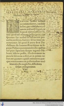 Sebastianus Munsterus Hebraeo lectori S. D.