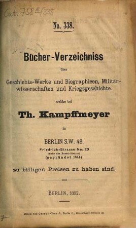 Bücher-Verzeichniss. 338. 1892