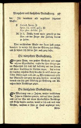 Die funfzehnte Beobachtung. - Die ein und zwanzigste Beobachtung.