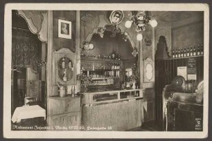 Ansichtskarte Restaurant "Jahnstüb´l" mit Porträt Hitlers, Hasenheide 18
