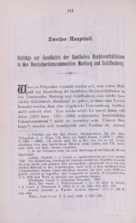 Zweiter Hauptteil. Beiträge zur Geschichte der ländlichen Rechtsverhältnisse in den Deutschordenscommenden Marburg und Schiffenberg.