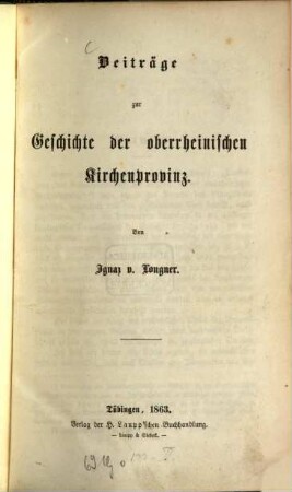 Beiträge zur Geschichte der oberrheinischen Kirchenprovinz