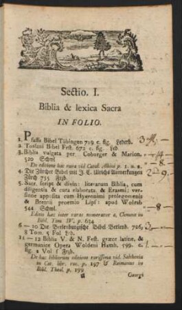 Sectio. I. Biblia & lexica Sacra