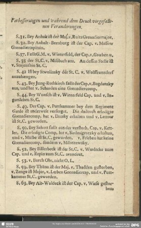Verbesserungen und während dem Druck vorgefallene Veränderungen