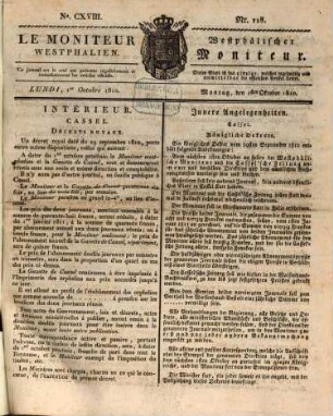 Le Moniteur westphalien : gazette officielle = Westphälischer Moniteur : offizielle Zeitung. 1810,10/12
