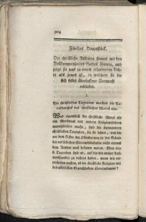 Fünftes Hauptstück. Die christliche Religion stimmt mit den Vollkommenheiten Gottes überein, [...]