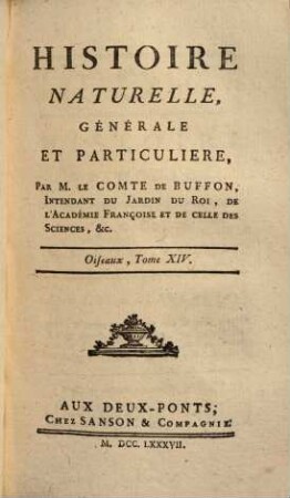 Histoire naturelle, générale et particulière, [3,]14. Oiseaux
