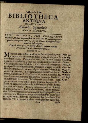 Kalendis Septembris. Anno MDCCVI.