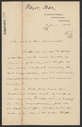 Brief an Ludwig Strecker <senior> und B. Schott's Söhne : 10.06.1904