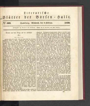 No 469. Hamburg. Mittwoch, den 3. Februar. 1830.