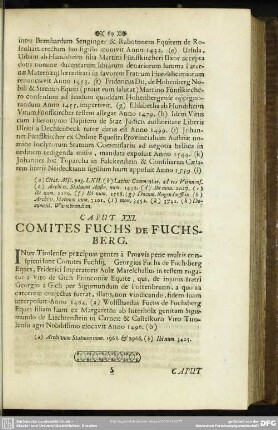 Caput XXI. Comites Fuchs de Fuchsberg