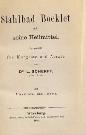 Stahlbad Bocklet und seine Heilmittel : dargest. für Kurgäste u. Aerzte