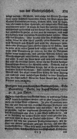Predigten von protestantischen Gottesgelehrten. Slg.1.