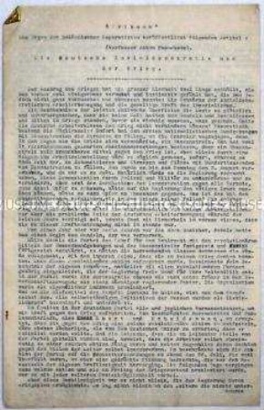Maschinenschriftliche Übersetzung eines Artikels aus der "Tribuna" (Organ der holländischen Separatisten)