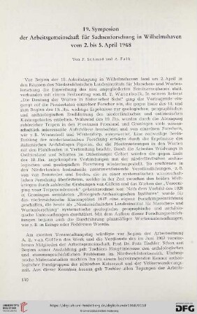 19. Symposion der Arbeitsgemeinschaft für Sachsenforschung in Wilhelmshaven von 2. bis 5. April 1968