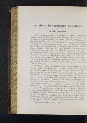 Zur Theorie der ungesättigten Verbindungen.
