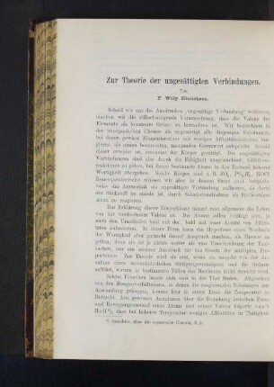 Zur Theorie der ungesättigten Verbindungen.