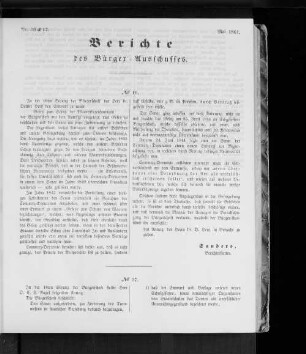 Nr. 16 & 17 Berichte des Bürger-Ausschusses. Mai 1861