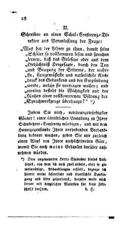 [Ueber die Bildung zur Vollkommenheit im Lesen und Sprechen]