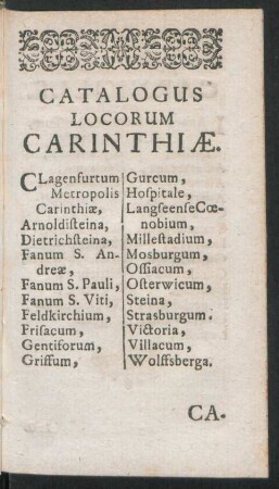 Catalogus Locorum Carinthiae