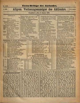 Frankfurter allgemeiner Verlosungsanzeiger : enth. Auslosungen u. Amortisationen von Staatspapieren, Anlehenslosen, Aktien u. Obligationen ... 17 = Nr. 589 - 625. 1876