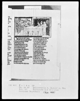 Rudolf von Ems, Weltchronik — Abrahams Begräbnis, Folio 52recto