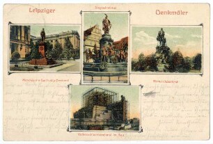 Leipziger Denkmäler : Mendelsohn-Bartholdy-Denkmal, Siegesdenkmal, Völkerschlachtdenkmal im Bau, Bismarckdenkmal
