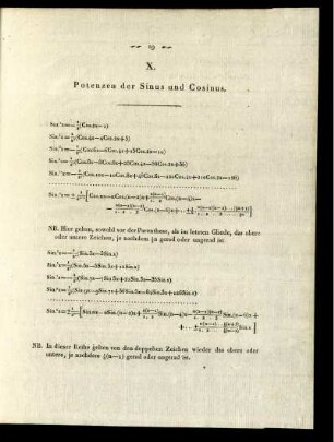 X. Potenzen der Sinus und Cosinus.