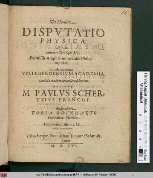 De Homine, Disputatio Physica