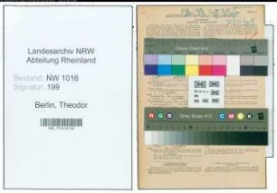 Entnazifizierung Theodor Berlin , geb. 14.04.1900 (Zollmaschinist)