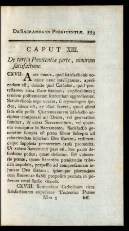 Caput XIII. De tertia Poenitentiae parte, nimirum satisfactione