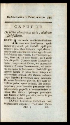 Caput XIII. De tertia Poenitentiae parte, nimirum satisfactione