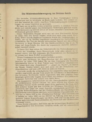 Die Widerstandsbewegung im Dritten Reich