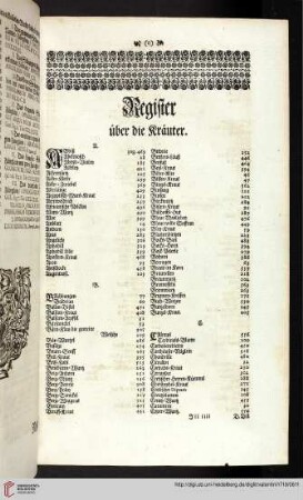 Register über die Kräuter