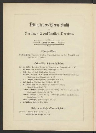 Mitglieder-Verzeichniß des Berliner Tonkünstler-Vereins
