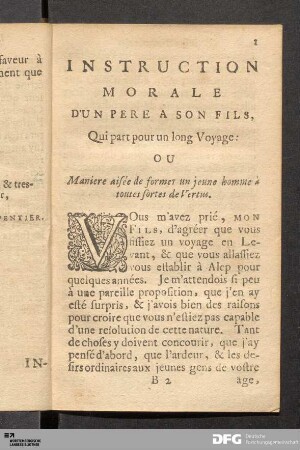 Instruction Morale D'Un Pere A Son Fils