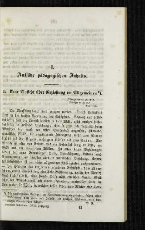 ¬Eine¬ Ansicht über Erziehung im Allgemeinen