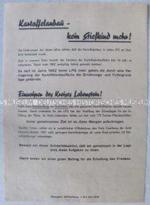 Informationsblatt mit Hinweisen zur Kartoffelernte
