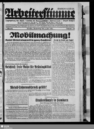 Arbeiterstimme : Tageszeitung der Kommunistischen Partei Deutschlands, Sektion der Kommunistischen Internationale, Bezirk Sachsen, Verbreitungsgebiet Ostsachsen