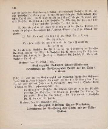 107. Ministerial-Bekanntmachung, die Zusammensetzung der Commission für die Prüfung der Apotheker betreffend