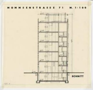 Wohn- und Geschäftshaus Mommsenstraße 71, Berlin-Charlottenburg: Schnitt 1:100